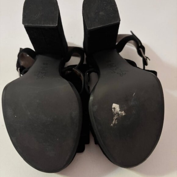 Marni Black Suede Platform Heels with Rhinestone Bows - Picture 4 of 5